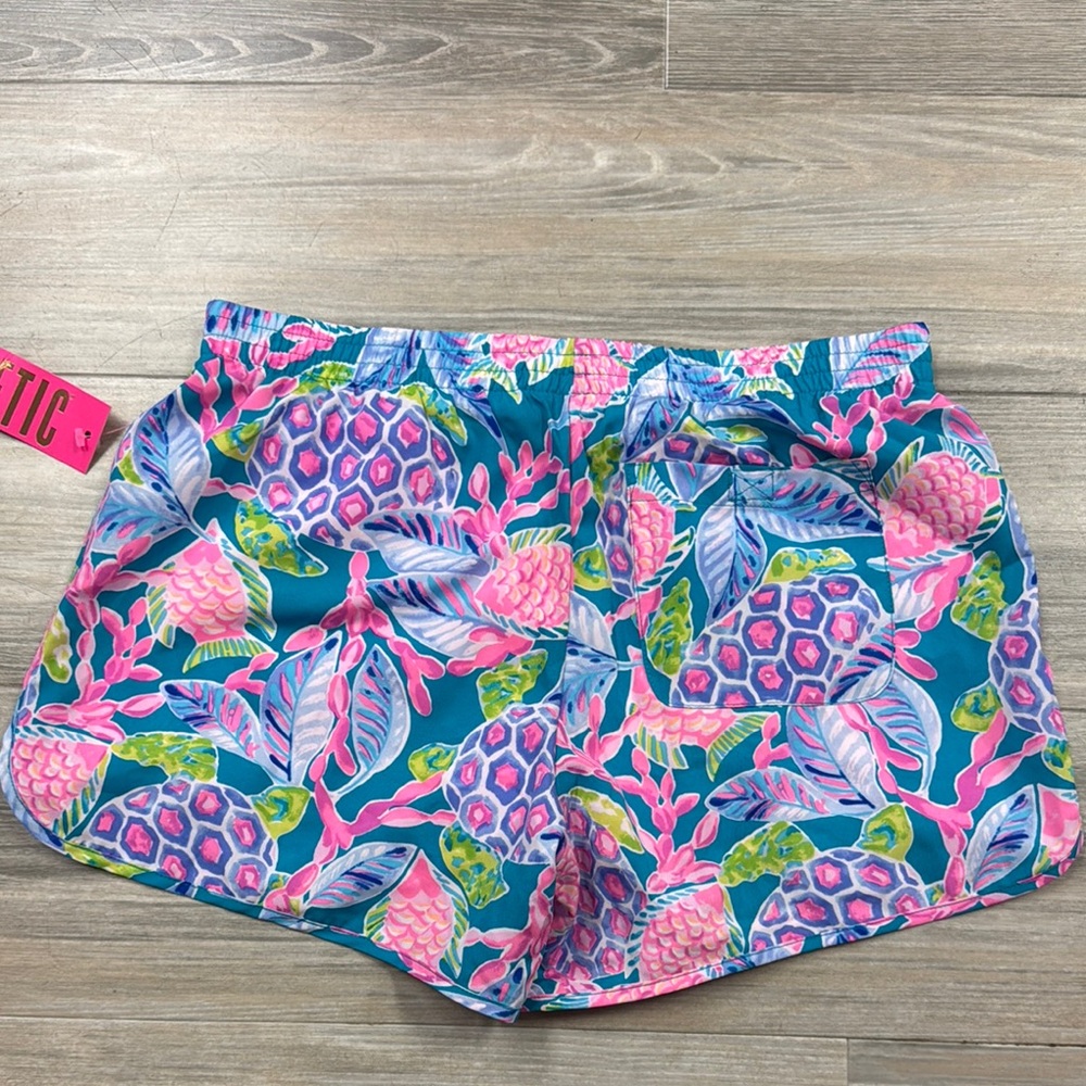Lilly Pulitzer Pink and Blue Athletic Shorts Vibrant Design - Picture 3 of 4